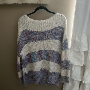 Altar’d State Eyelash Striped Fuzzy Sweater M/L